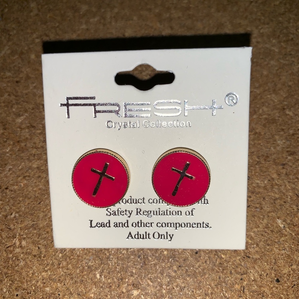 Cross earrings red